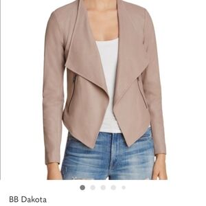 BB Dakota Taupe Draped Open-Front Jacket